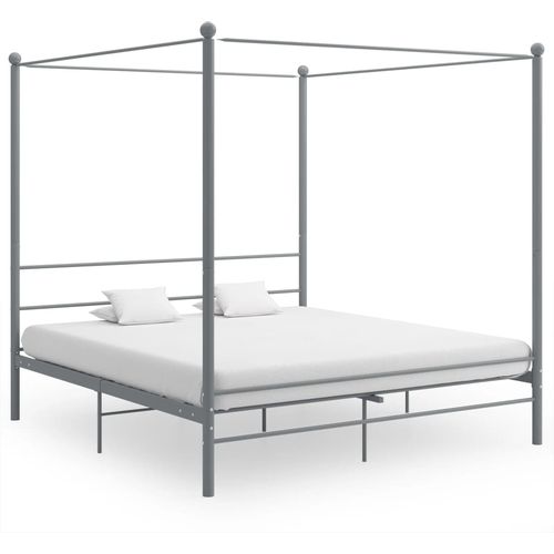 Okvir za krevet s nadstrešnicom sivi metalni 200 x 200 cm slika 1