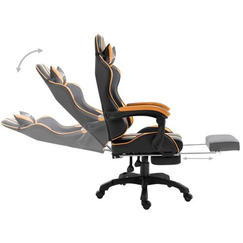 Igraća stolica od umjetne kože s osloncem za noge narančasta slika 11