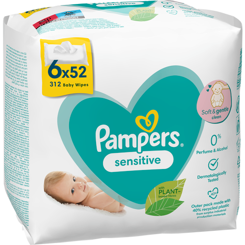 Pampers Fresh Clean vlažne maramice Sensitive, 6x52 kom slika 1