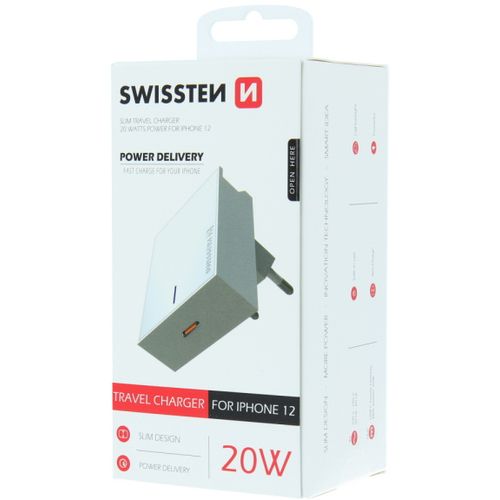 SWISSTEN punjač za AC220, 1xUSB-C, 3A, 20W, iPhone, bijeli slika 2