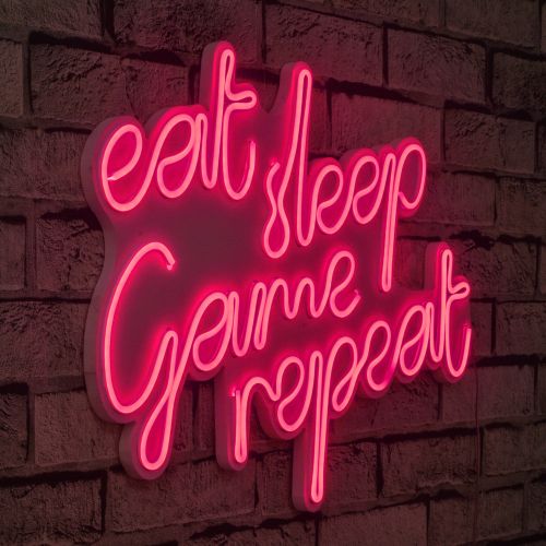 Wallity Ukrasna plastična LED rasvjeta, eat sleep game repeat - pink slika 9