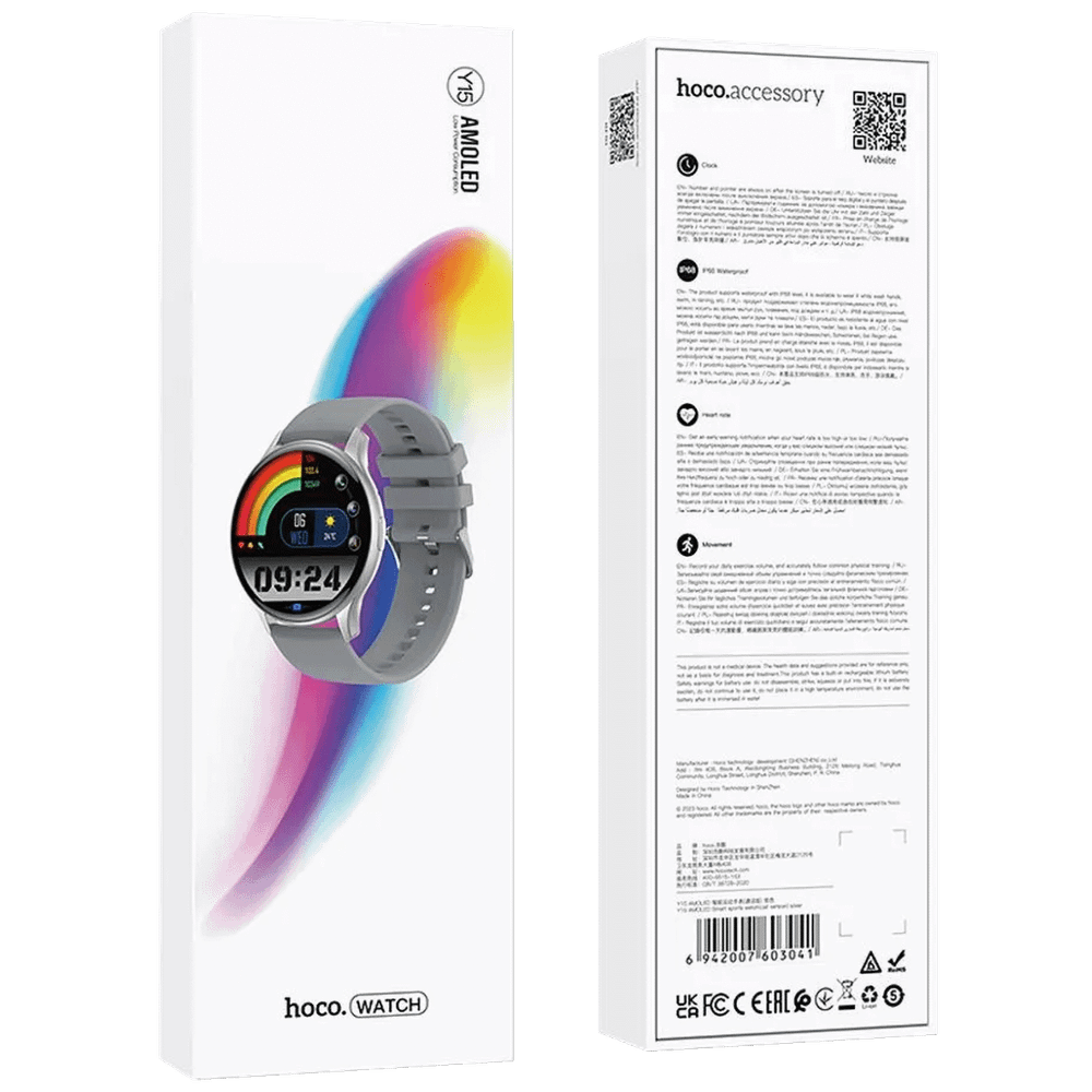 hoco. Sat pametni, 1.43" AMOLED, Bluetooth, IP68 - Y15 Silver slika 4
