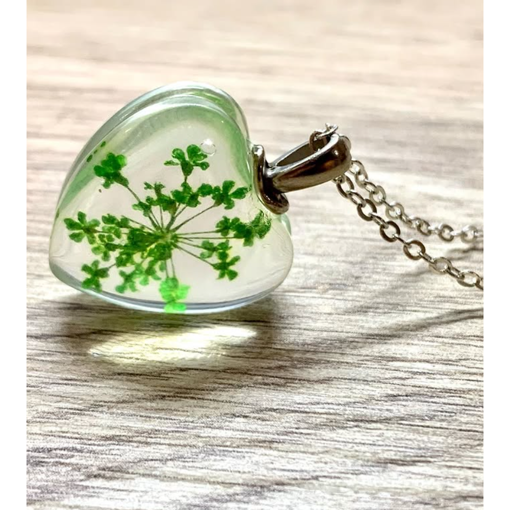 Ogrlica Flower in Heart, Green slika 1