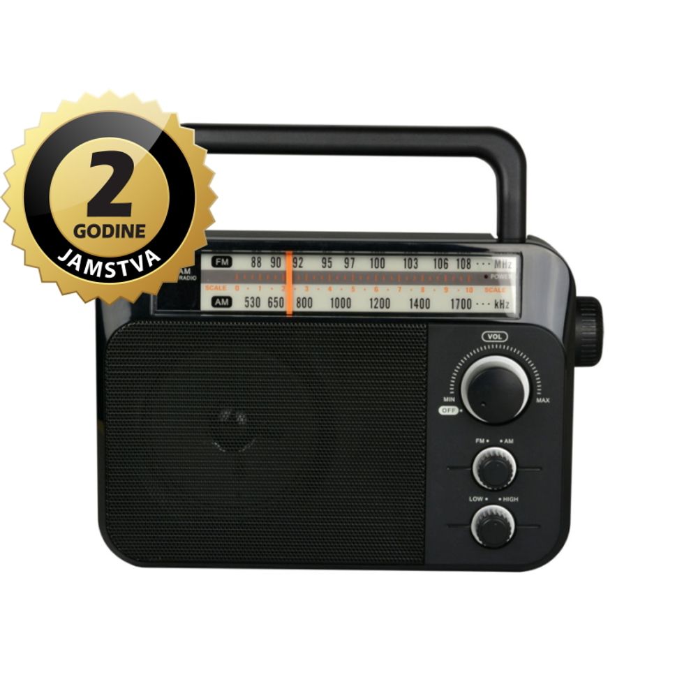 Dartel radio FM, AM, analogni, AC ili klasične baterije, crni RD-18 slika 1
