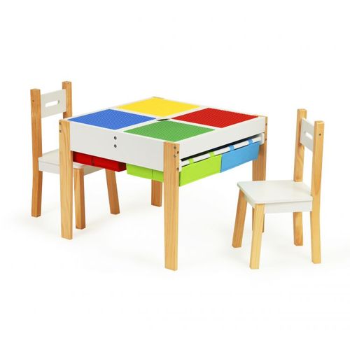 Eco Toys 2u1 drveni rasklopni stol  + 2 stolice  slika 1