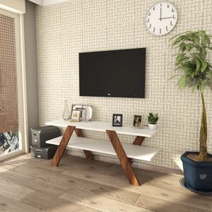 TV Stalak Basic - 146 Bijeli s Orah Detaljima