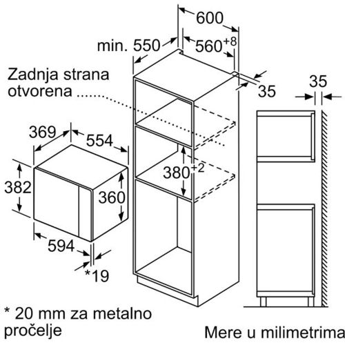 Bosch BFL554MS0 Ugradna mikrotalasna rerna serije 6, Zapremina 25L slika 5