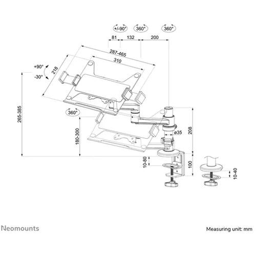 NEOMOUNTS DS20-425BL1 stolni stalak za laptop 11,6-17,3"- crni slika 4