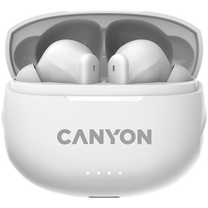 CANYON TWS-8, Bluetooth headset, with microphone, with ENC, BT V5.3 BT V5.3 JL 6976D4, Frequence Response:20Hz-20kHz, battery EarBud 40mAh*2+Charging Case 470mAh, type-C cable length 0.24m, Size: 59*48.8*25.5mm, 0.041kg, white