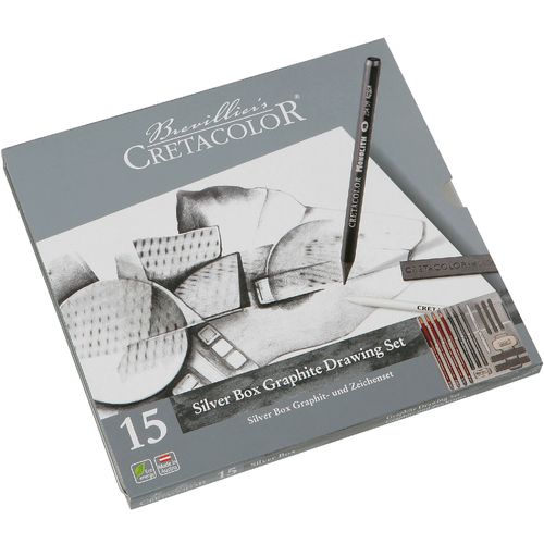 Umjetnički set Cretacolor silver box 15/1 (grafitne olovke, grafitni štapići, gumica, šiljilo…) 400 18 slika 1