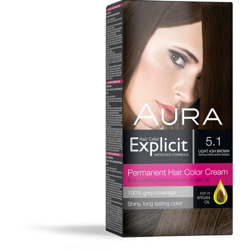 AURA Explicit farba za kosu 5.1 Svetlo pepeljasto smeđa slika 1