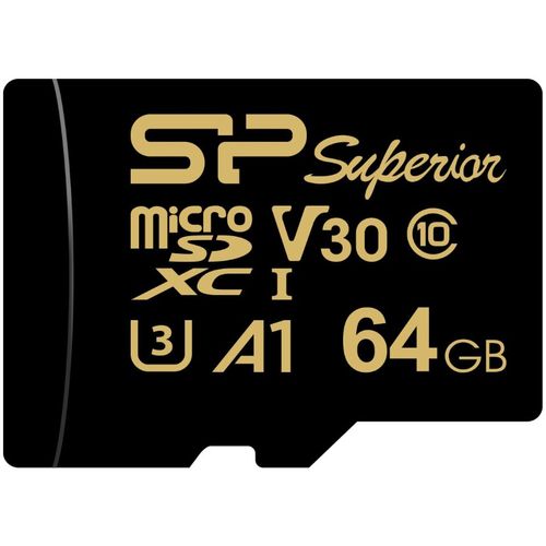 Silicon Power SP064GBSTXDV3V1HSP MicroSD 64GB, High Endurance, Golden Series, SDXC, UHS-I U3 V30 A1 Class 10, Read/Write up to 100/80 MB/s, Extended operation range -25 - 85℃,  for 4K and Full HD recording, w/SD Adapter slika 1