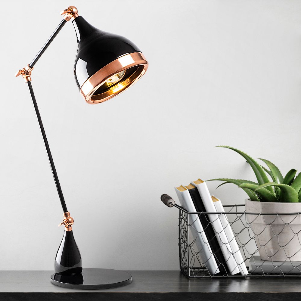 Stolna Lampa Yıldo - 7015 Crna sa Bakrenim Detaljima slika 1