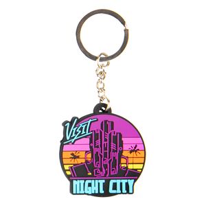 JINX Cyberpunk 2077 Privjesak za Ključeve 'Visit Night City' PVC Višebojni