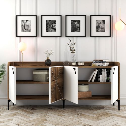 Woody Fashion Komoda VENEDIK WHITE, Venedik - Walnut, White slika 3