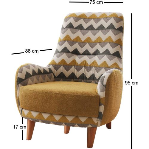 Zikzak - Yellow Multicolor Wing Chair slika 7