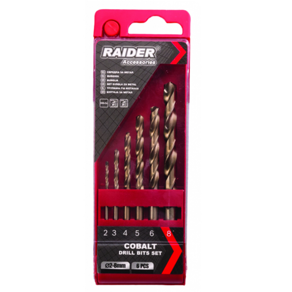 RAIDER Burgije za metal HSS-Co, Ø2 - 8 mm - Set 6 kom.  slika 1