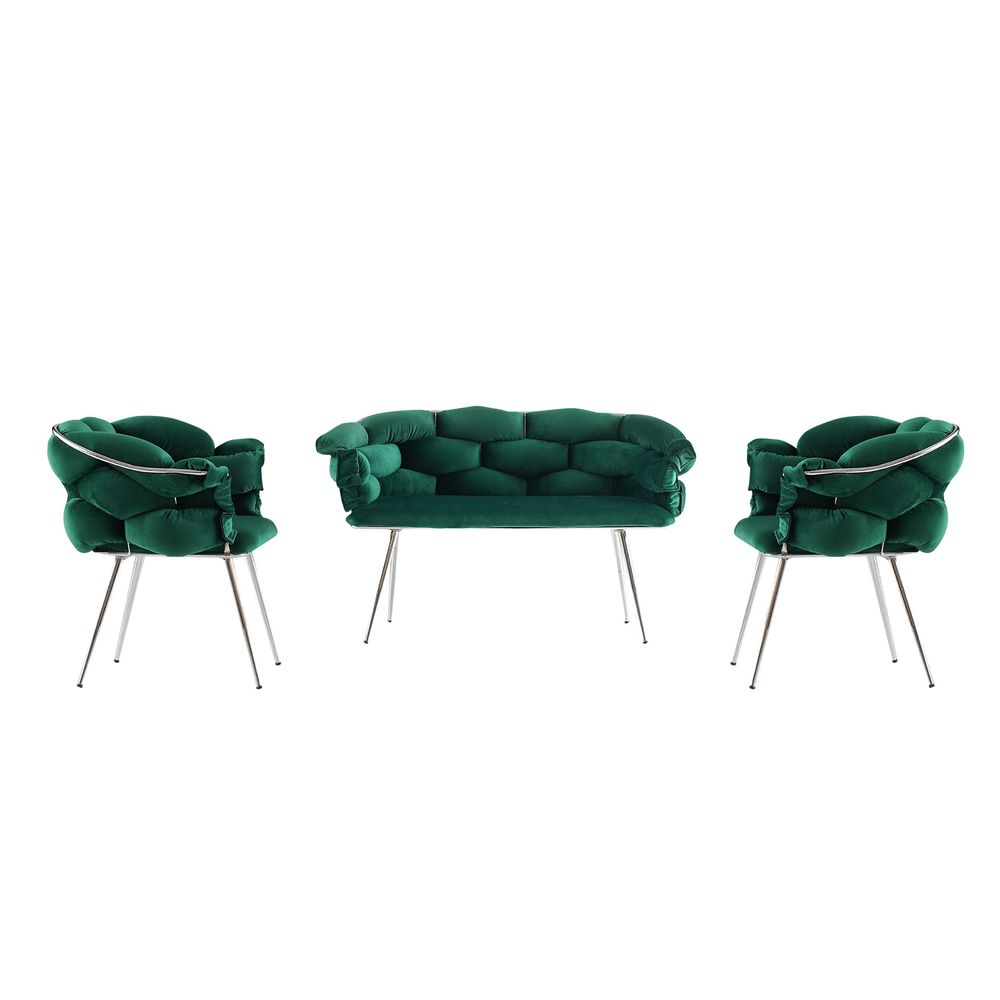 Sofa Set BC-2119 - Zeleni Sjedala s Hromiranim Okvirom slika 2