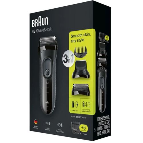 Braun 3000BT Aparat za brijanje Shave&Style serije 3, sa glavom za trimovanje i 5 češljeva slika 11