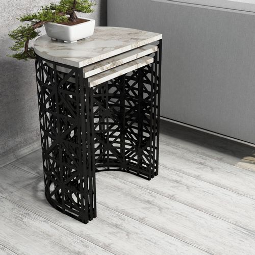 Stil - White Marble White Nesting Table (3 Pieces) slika 2