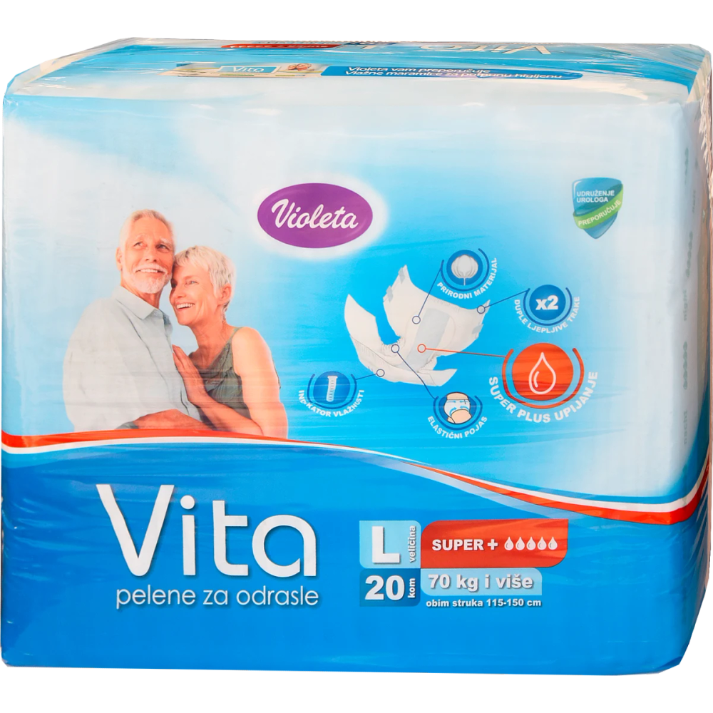 Violeta Vita pelene za inkontinenciju L Super+ 20 kom slika 1