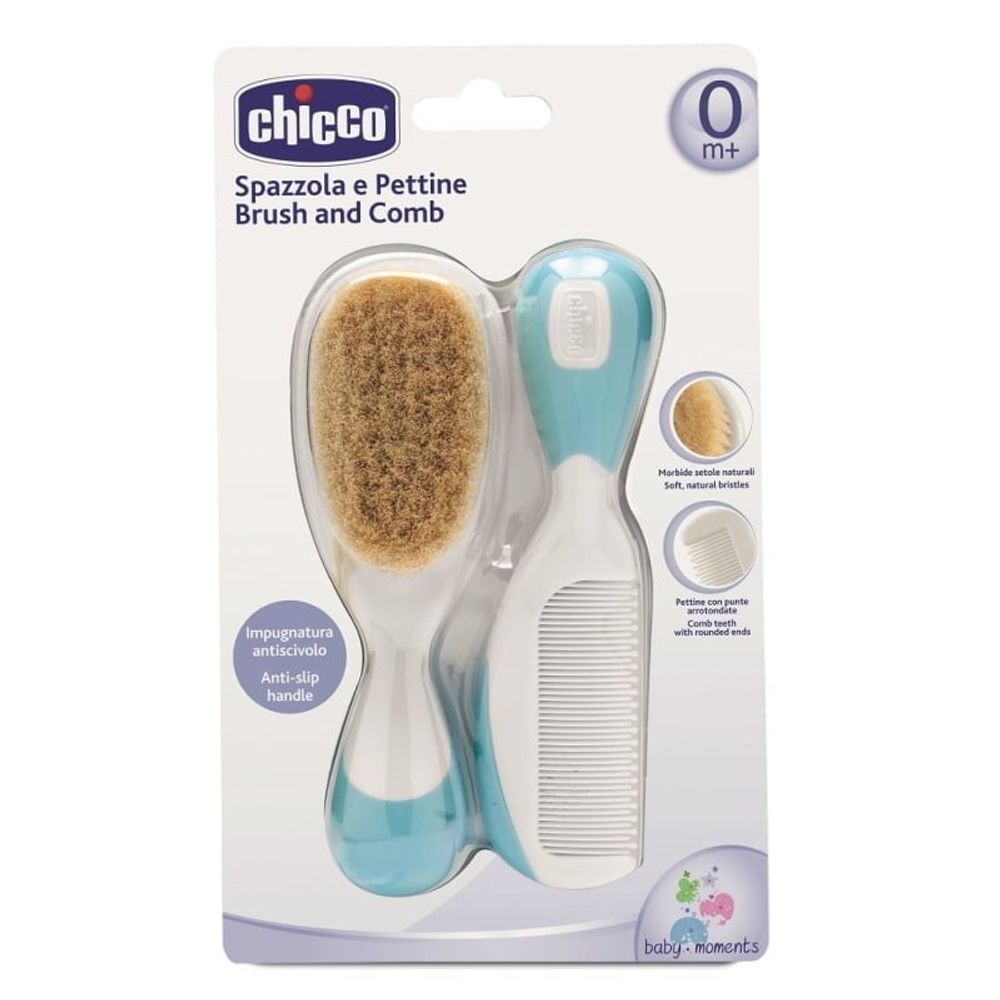Chicco Set četka i češalj za bebinu kosu 0m+, Plavi slika 1