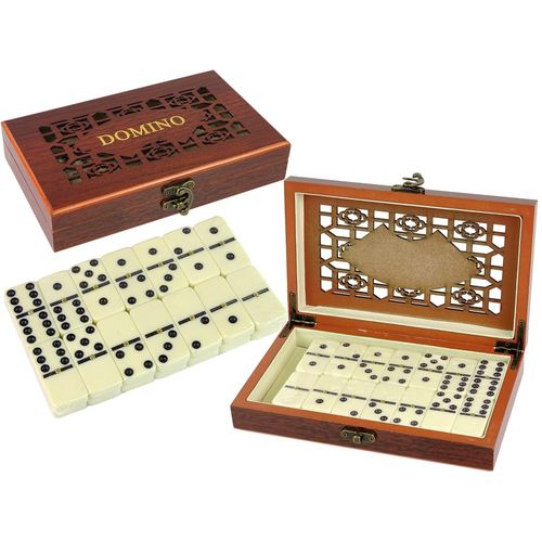 Društvena igra Domino u drvenoj kutiji 28 komada slika 1