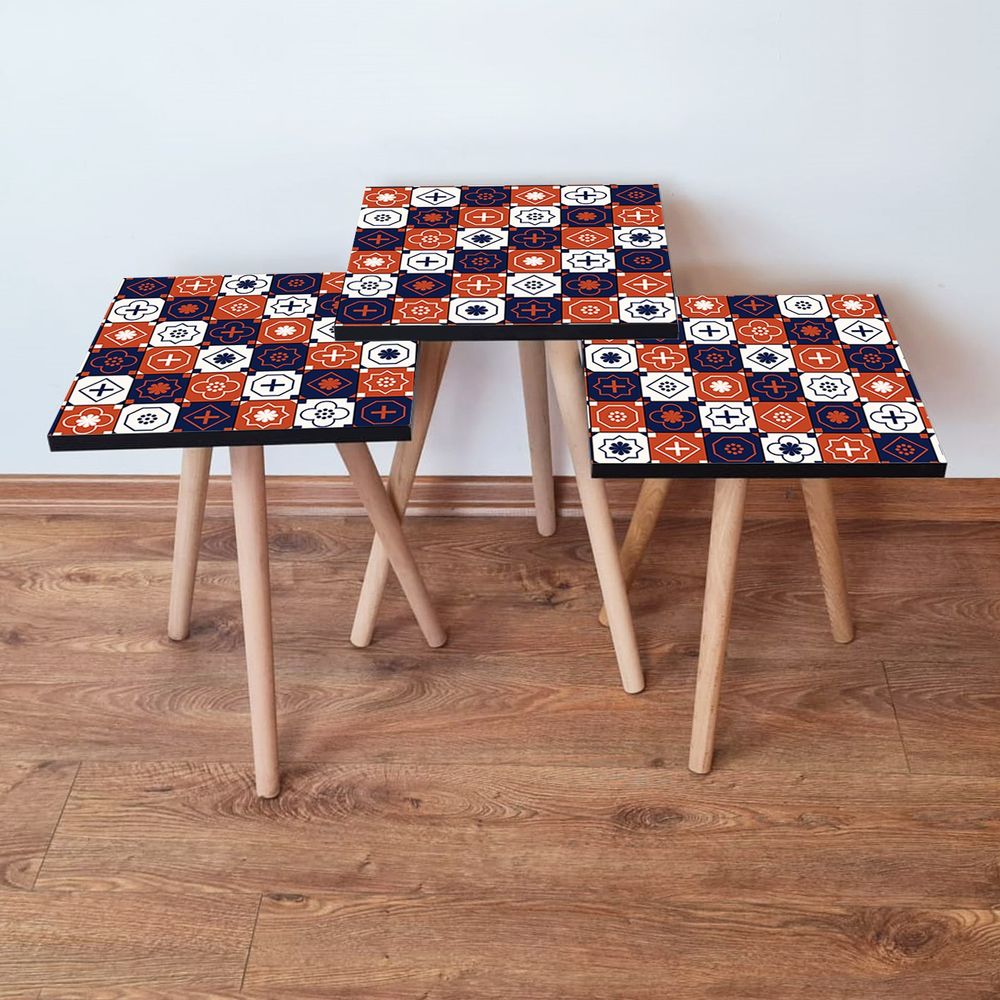 Set Nesting Stolova (3 Komada) 3Shp394 - Boje: Bijela, Plava, Narandžasta slika 1