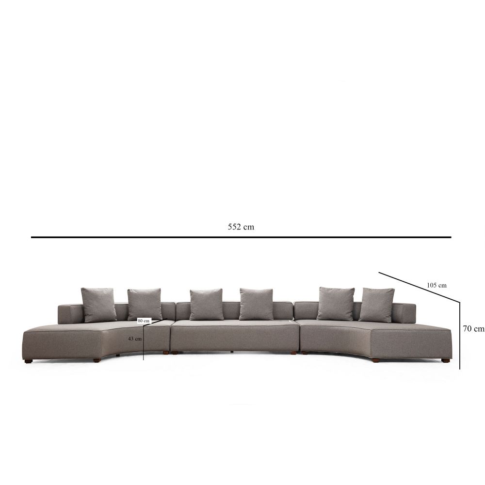 Gondol-3 (CHL-SOL-O3-CHL-SAĞ) - Ugao Sofa u Boji Sive slika 4