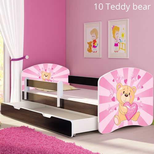 Dječji krevet ACMA s motivom, bočna wenge + ladica 140x70 cm 10-pink-teddy-bear slika 1