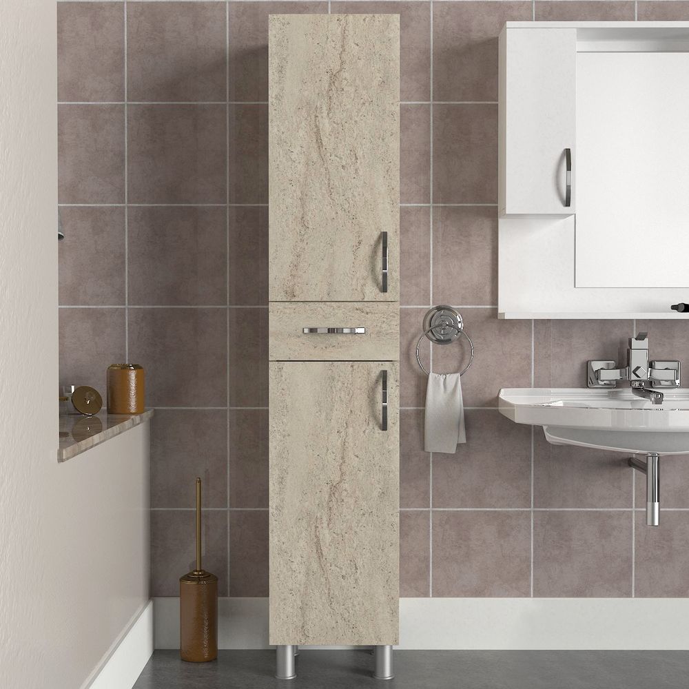 Selin 2 Doors 1 Drawer Travertine Bathroom Cabinet slika 3