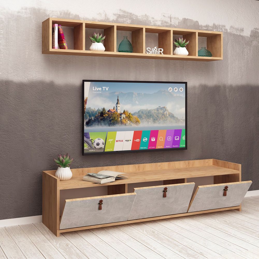 TV komoda Sleppa u hrastu i bijeloj boji slika 2