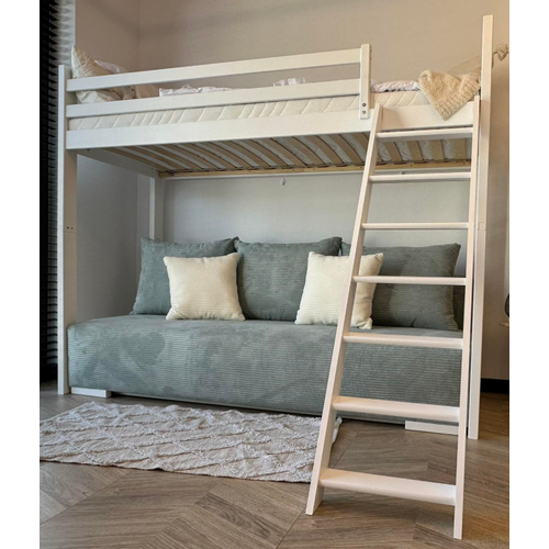 Drveni dječji krevet na kat Sofino na razvlačenje - bijeli - 90x200/140x200 cm slika 6
