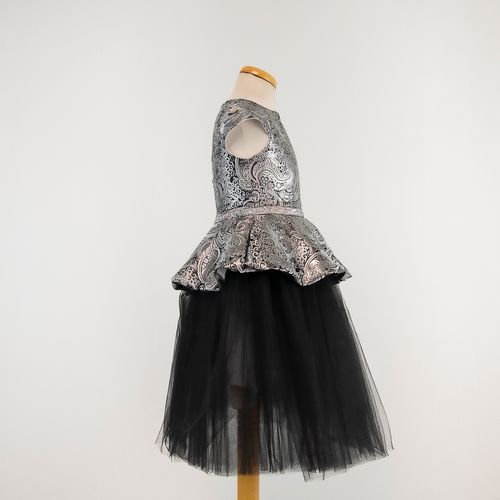 Modna kućica Dizzy Brokat haljina sa suknjom od crnog tila 180225CR slika 2