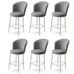 Alte - Sivi, Hrom Sivi Bar Stolica Set (6 Komada)