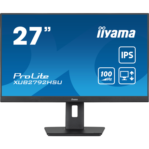 IIYAMA Monitor LED XUB2792HSU-B6 27" IPS Slim-line 1920 x 1080 @100Hz 250 cd/m² 1300:1 0.4ms HDMI DP 4x USB 3.2 HDCP height, swivel, tilt, pivot (rotation both sides) 3y slika 1