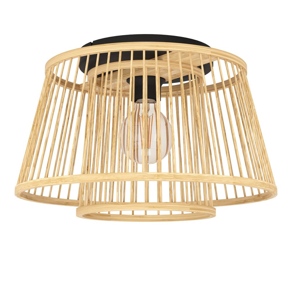 Eglo stropna lampa 'Hykeham' - čelik i drvo natur, E27 slika 1