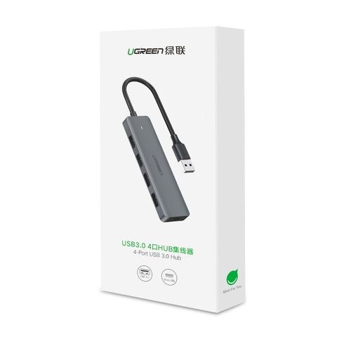 Ugreen USB Hub, USB 3.0, 4-portni, srebrni - u kutiji slika 2