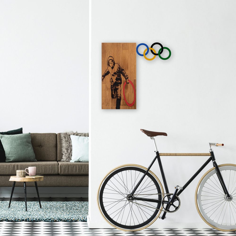 Dekorativni Drveni Zidni Ukras 'Banksy - 14 Walnut' u Crnoj Boji slika 2