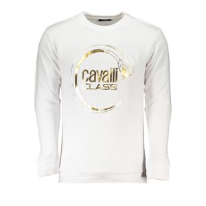 CAVALLI CLASS MEN'S WHITE ZIPLESS SWEATSHIRT