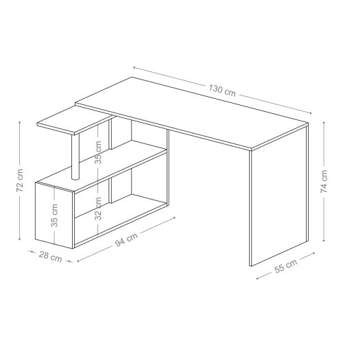 Gelincik - White White Study Desk slika 4