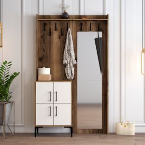 Woody Fashion Ormar za predsoblje, Berlin BC - Walnut, White