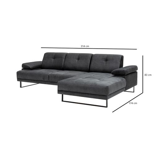 Atelier Del Sofa Kutna garnitura, Antracit, Mustang Large Right - Antracite slika 14