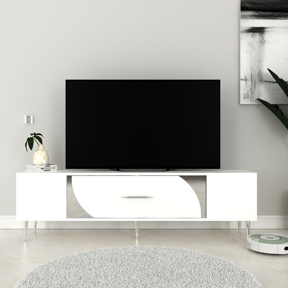 TV Stalak Dekop2 - Bijela i Srebrna slika 1