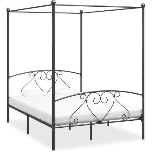 Okvir za krevet s nadstrešnicom sivi metalni 160 x 200 cm slika 12
