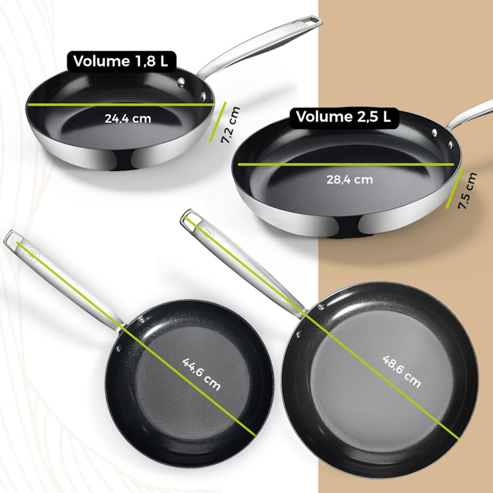 BE Living Set tava Essential Black 24-28 cm troslojni nehrđajući čelik slika 9