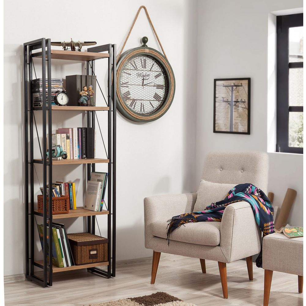Cosmo Penta Atlantic Pine Black Bookshelf slika 1