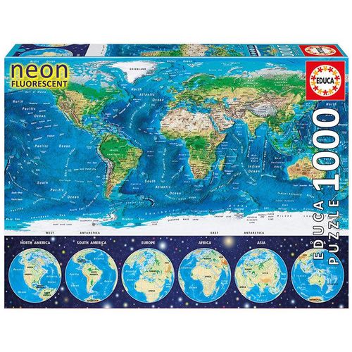 Neon World map puzzle 1000pz slika 1