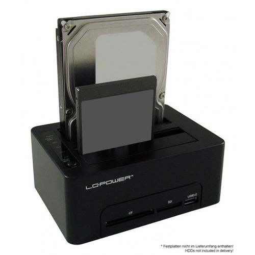 HDD D. Station dual bay LC-DOCK-U3-CR 2xSSD/HDD, Black, Cardreader,1xUSB3.0 HUB slika 3