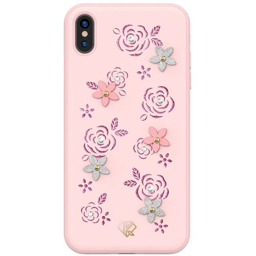 Maskica ukrašena orginalnim Swarovski kristalima Kingxbar Petal za iPhone XS Max - pink slika 1